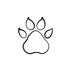 Cat/dog paw icon isolated on white background. Footprint of pet. Dog or cat Cute shape paw print icon.