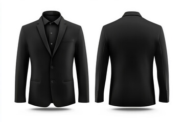 Men black suit Isolated blank front and back
