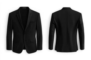 Men black suit Isolated blank front and back