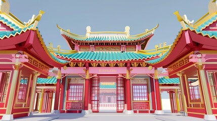 Obraz premium Fantasy_village_digital_painting_ancient_chinese
