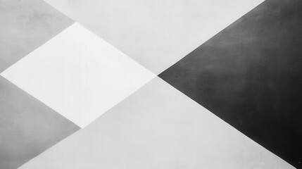 Abstract geometric composition in gray tones featuring diamond shapes and contrasting patterns