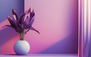 stock photo features a minimalist, generative concept with palm leaves casting shadows on a blue wall and pastel floor, creating a summer tropical beach background in an empty room ideal for product