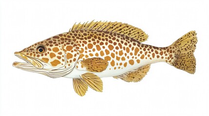 Naklejka premium Golden Spotted Fish: A Detailed Illustration of Marine Life