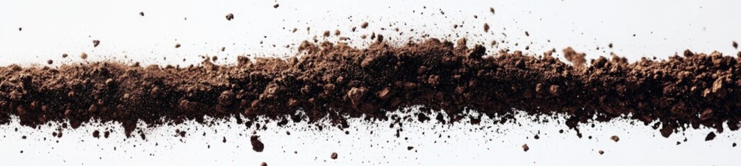 Flying Dirt and Debris Isolated on White Background with Dynamic Textures