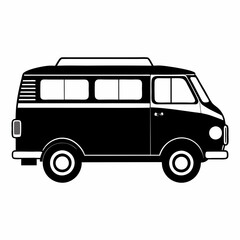 Van black silhouette vector illustration and white background