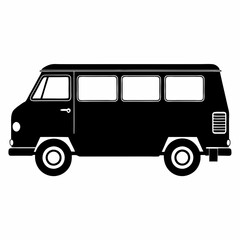 Van black silhouette vector illustration and white background