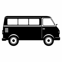 Van black silhouette vector illustration and white background