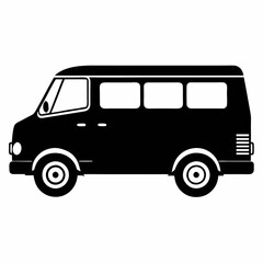 Van black silhouette vector illustration and white background