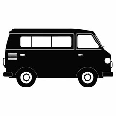 Van black silhouette vector illustration and white background