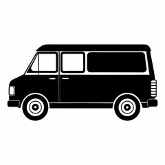 Van black silhouette vector illustration and white background