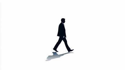 Fototapeta premium Silhouette of a Businessman Walking: A Representation of Purpose and Determination
