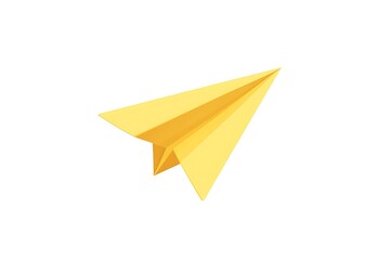 Golden Paper Airplane in Flight, Isolated on White