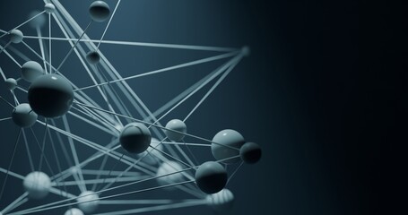 A close up of a bunch of spheres connected by strings. Plexus style