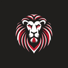 15. Red and White Lion Head Art