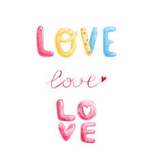 Lettering, love inscription, watercolor inscription. Handmade inscription Love. Valentine's day, declaration of love, wedding design