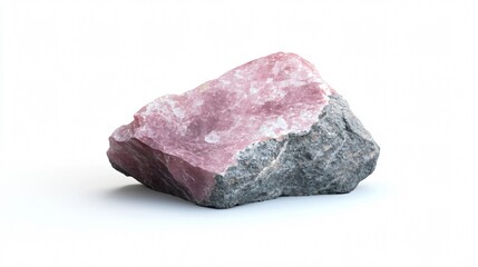 Fototapeta premium Rose Quartz Rock: A Study in Pink and Grey - Natural Beauty on White Background