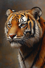 Fototapeta premium Majestic Tiger Portrait A Stunning Wildlife Painting