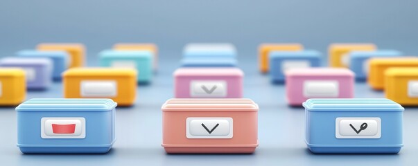 Fototapeta premium Colorful Storage Boxes on Soft Background