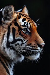 Obraz premium Majestic Tiger Profile Against Dark Background