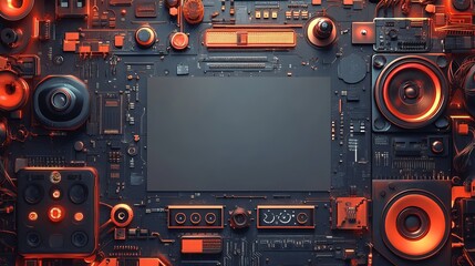 Fototapeta premium Diverse Array of Modern Electronics and Computer Equipment Showcasing Innovation and Technology Trends