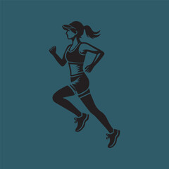 simple mountain and running logo