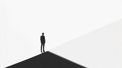 A Silhouette of a Businessman Contemplating His Next Move in a Minimalist, Abstract Setting
