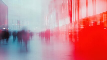 Fototapeta premium Abstract urban scene with vibrant colors in a crowded mall atmosphere