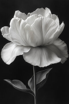 A Single White Flower Against A Black Background