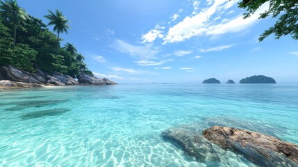 Naklejka premium Tranquil Tropical Beach Scene