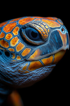 Vivid Closeup Of A Turtles Head And Shell