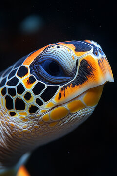 Hawksbill Sea Turtle Close Up Headshot