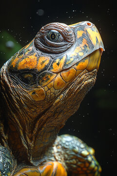 A Close Up View Of A Turtles Head And Shell