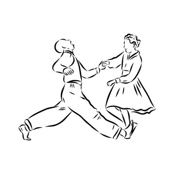dancing couple black line art clip art preview