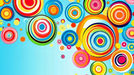 Naklejka premium Vibrant circular patterns in bright colors on a blue background.