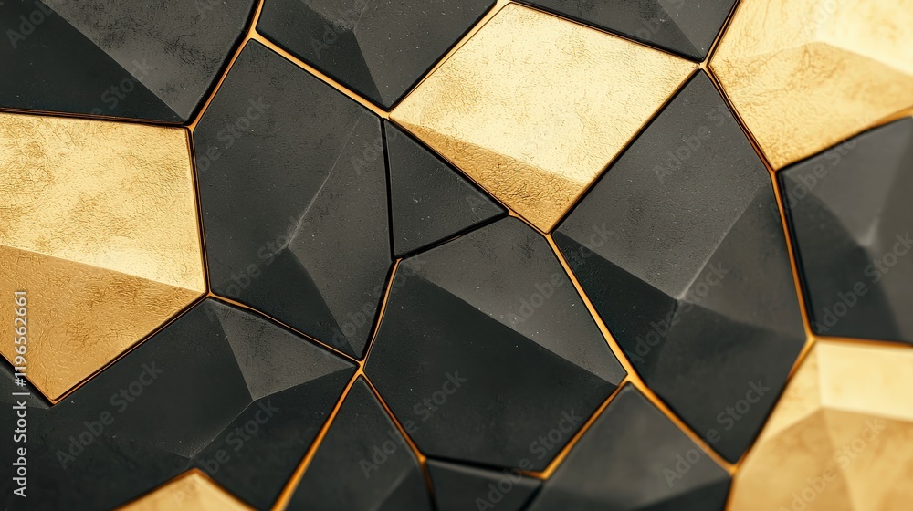 Poster abstract geometric pattern with black and gold shapes creating a modern artistic texture for design 
