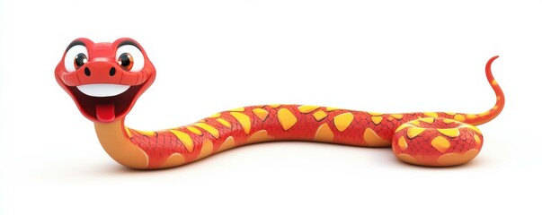 Obraz premium chinese happy red snake with happy face, lunar new year theme, isolated white