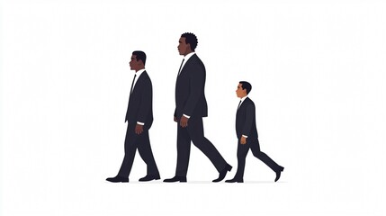 Obraz premium Three Black Men in Suits Walking in Unity and Progress