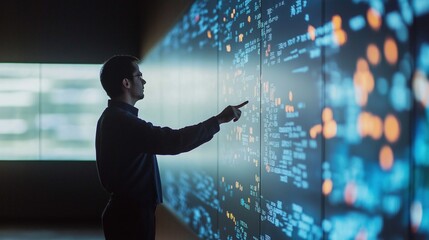 Data scientist engaging with advanced digital interface