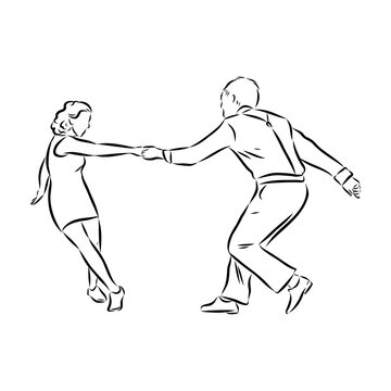dancing couple black line art clip art preview