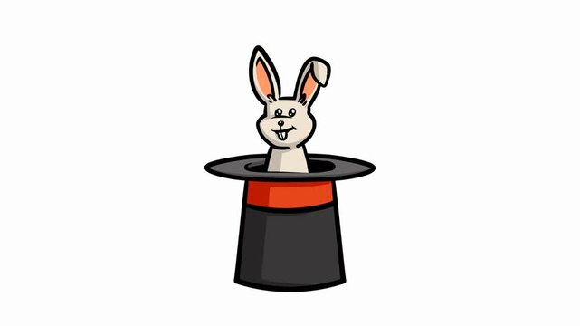 Rabbit with magician hat cartoon animation