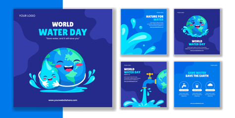 World Water Day Hand-Drawn Flat Style Illustration for Social Media Posts
