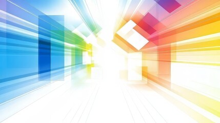 Vibrant abstract background with dynamic color streaks and geometric shapes.