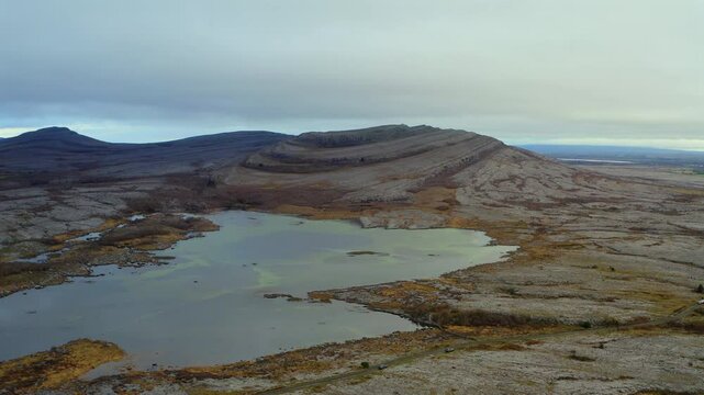 Wide aerial shot showcasing the stunning winter landscape of Mullaghmore, County Clare