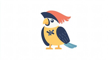 Whimsical Parrot in a Pirate Hat: A Playful Cartoon Bird Illustration