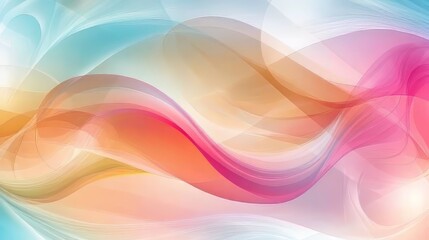 Obraz premium Colorful abstract waves in soft pastel tones create a serene digital background.