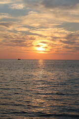 Sunset ocean sky Dusky swirling sky. High quality photo