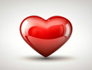 Shiny red heart isolated on white background.