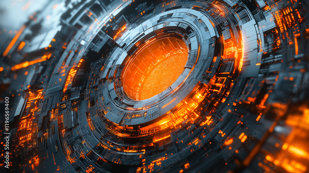Poster abstract futuristic background with technological elements and building structures . generative ai
