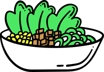 Salad Bowl Hand Drawn Illustration