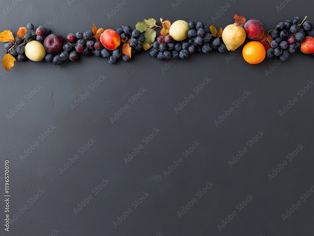 Poster artistic fruit still life display studio setting realistic composition dark background close-up view